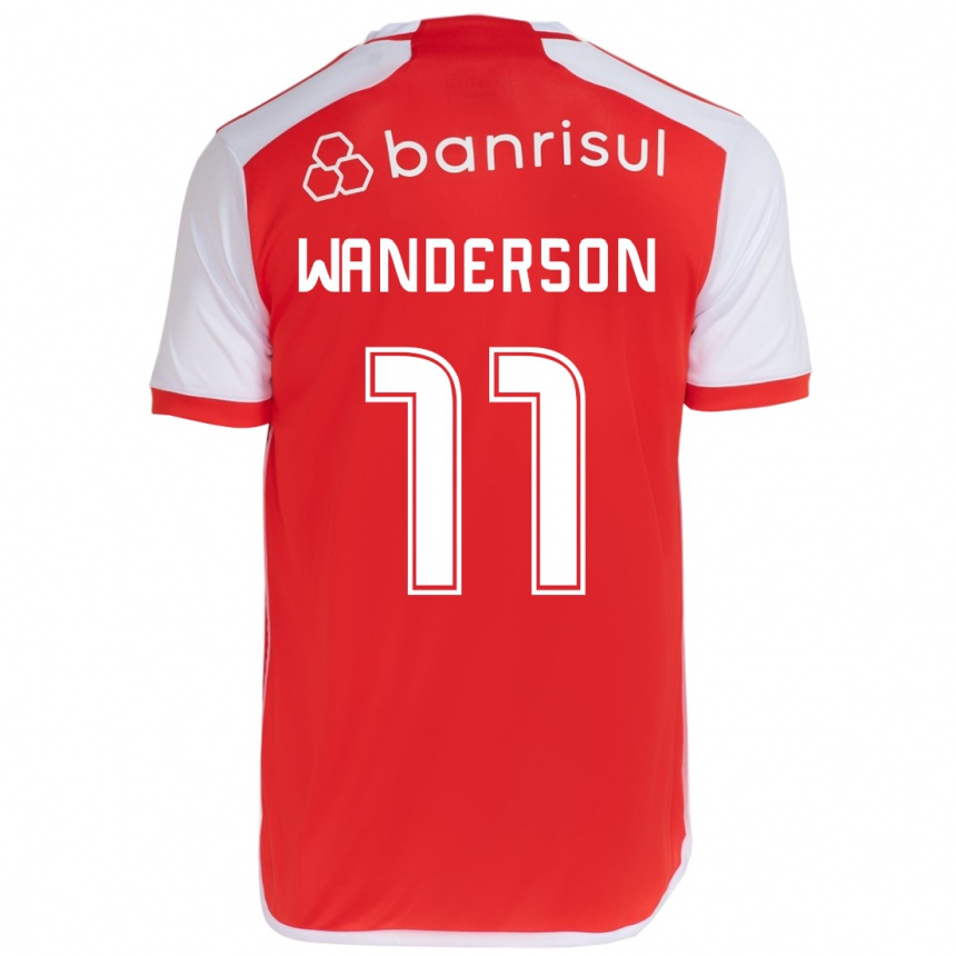 Hombre Fútbol Camiseta Wanderson #11 Rojo Blanco 1ª Equipación 2024/25 Perú