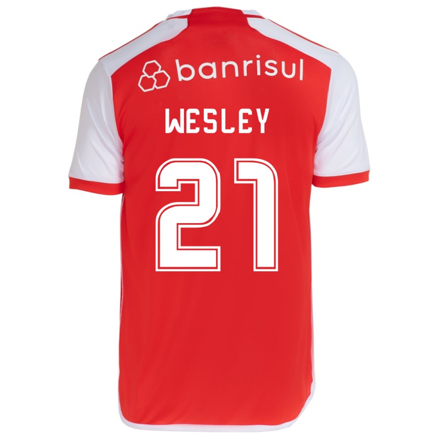 Hombre Fútbol Camiseta Wesley #21 Rojo Blanco 1ª Equipación 2024/25 Perú