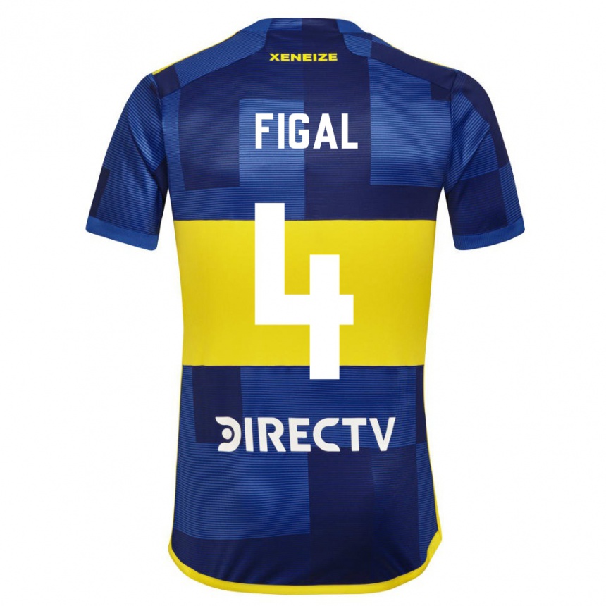 Hombre Fútbol Camiseta Nicolas Figal #4 Azul Amarillo 1ª Equipación 2024/25 Perú