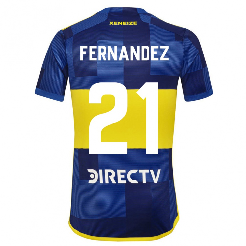 Hombre Fútbol Camiseta Ezequiel Fernández #21 Azul Amarillo 1ª Equipación 2024/25 Perú