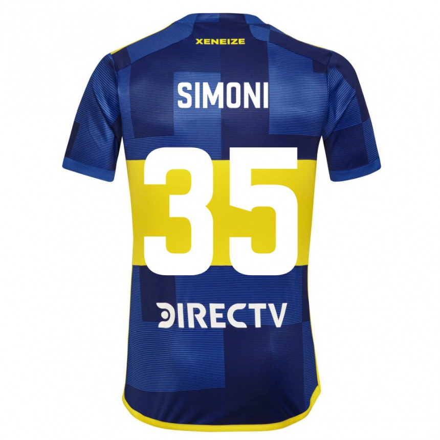 Hombre Fútbol Camiseta Valentino Simoni #35 Azul Amarillo 1ª Equipación 2024/25 Perú