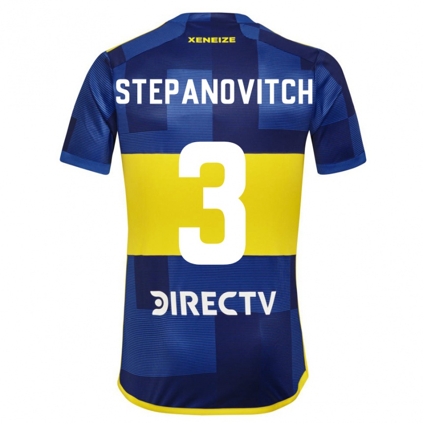 Hombre Fútbol Camiseta Nicolás Stepanovitch #3 Azul Amarillo 1ª Equipación 2024/25 Perú