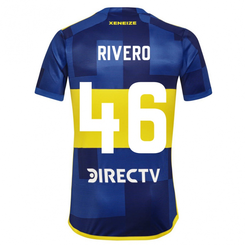 Hombre Fútbol Camiseta Simon Rivero #46 Azul Amarillo 1ª Equipación 2024/25 Perú