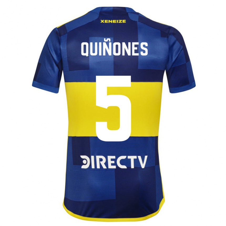 Hombre Fútbol Camiseta Florencia Quiñones #5 Azul Amarillo 1ª Equipación 2024/25 Perú