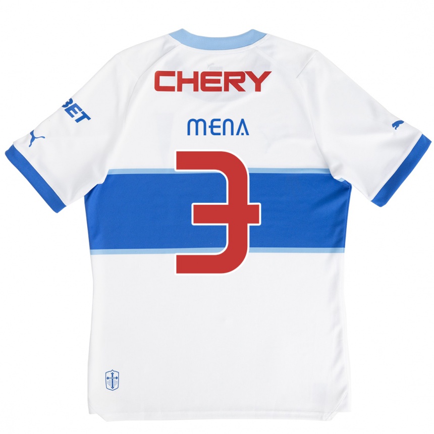 Hombre Fútbol Camiseta Eugenio Mena #3 Blanco Azul 1ª Equipación 2024/25 Perú