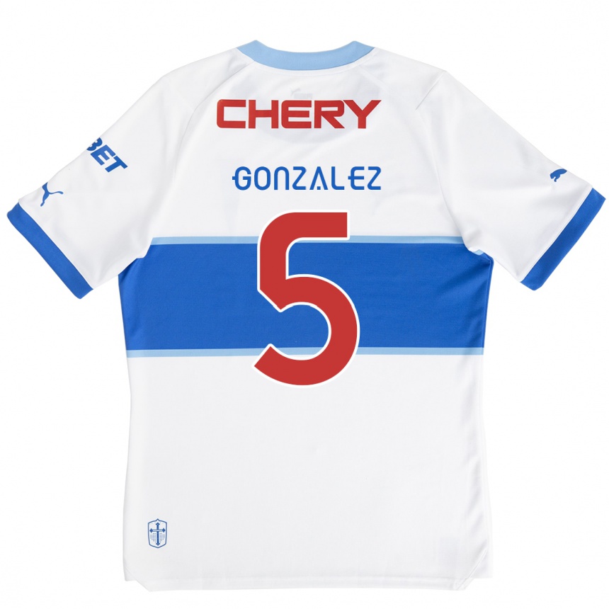 Hombre Fútbol Camiseta Daniel González #5 Blanco Azul 1ª Equipación 2024/25 Perú