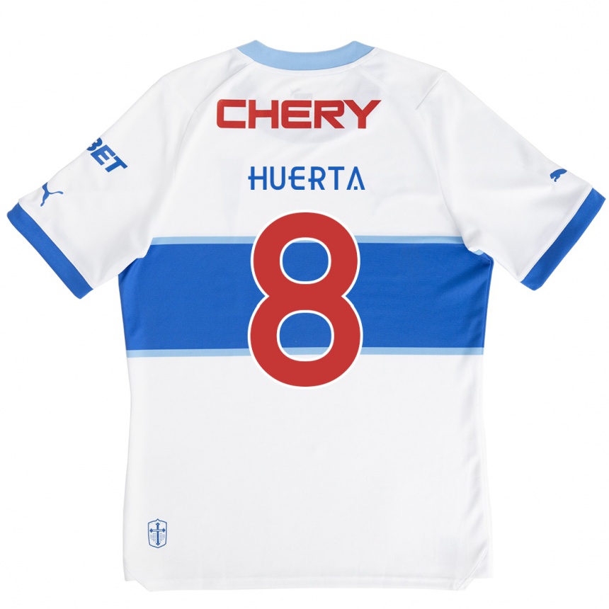 Hombre Fútbol Camiseta Valber Huerta #8 Blanco Azul 1ª Equipación 2024/25 Perú