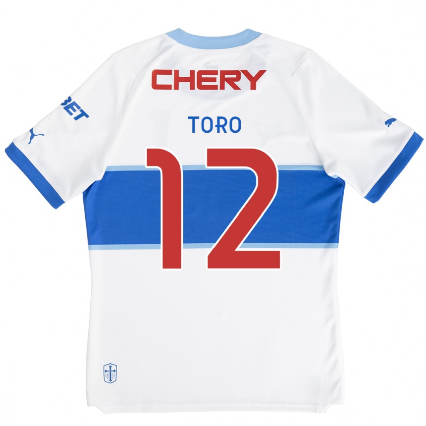 Hombre Fútbol Camiseta Ian Toro #12 Blanco Azul 1ª Equipación 2024/25 Perú