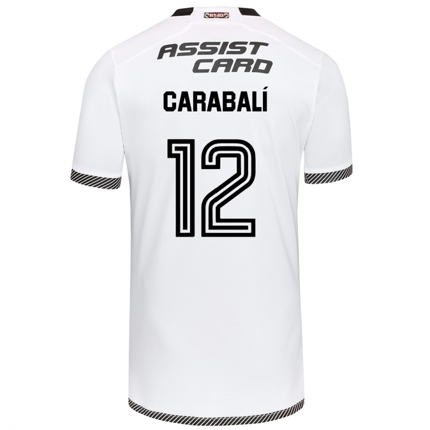 Hombre Fútbol Camiseta Omar Carabalí #12 Blanco Negro 1ª Equipación 2024/25 Perú