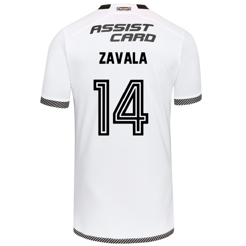 Hombre Fútbol Camiseta Cristián Zavala #14 Blanco Negro 1ª Equipación 2024/25 Perú