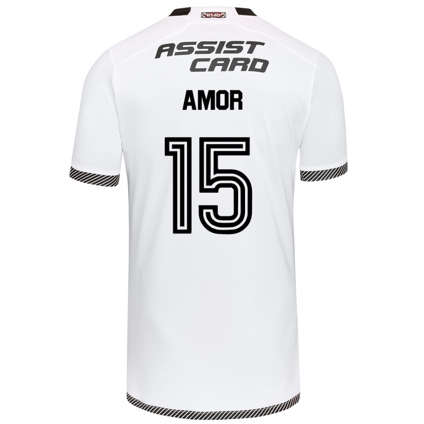 Hombre Fútbol Camiseta Emiliano Amor #15 Blanco Negro 1ª Equipación 2024/25 Perú