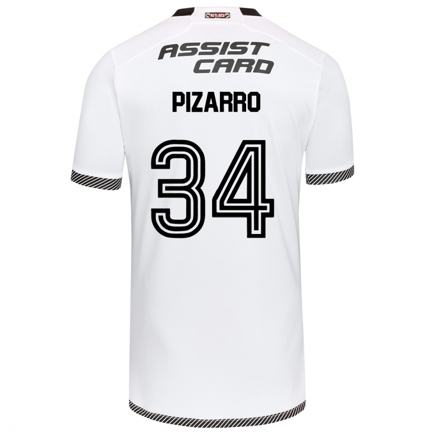 Hombre Fútbol Camiseta Vicente Pizarro #34 Blanco Negro 1ª Equipación 2024/25 Perú