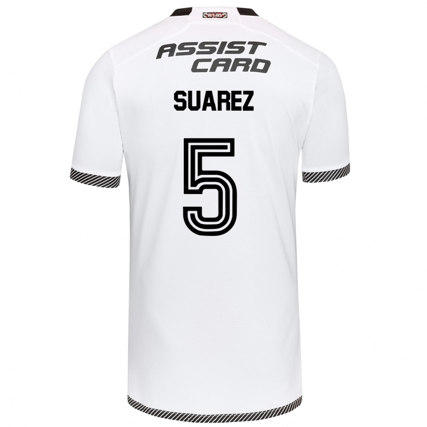 Hombre Fútbol Camiseta Nicolás Suarez #5 Blanco Negro 1ª Equipación 2024/25 Perú