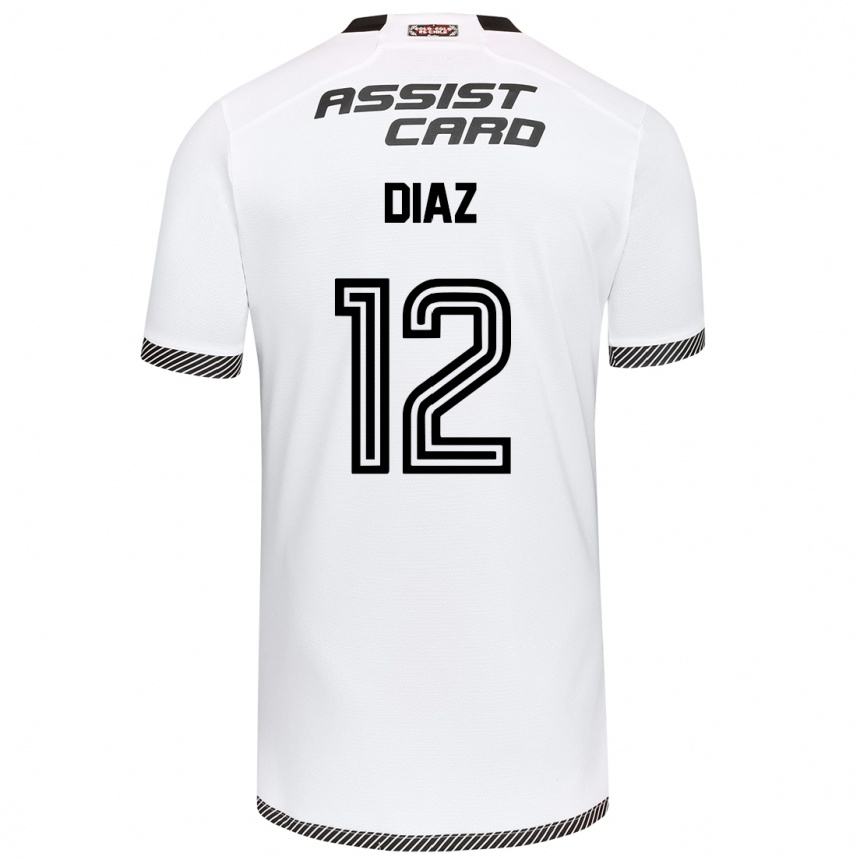 Hombre Fútbol Camiseta Javiera Díaz #12 Blanco Negro 1ª Equipación 2024/25 Perú