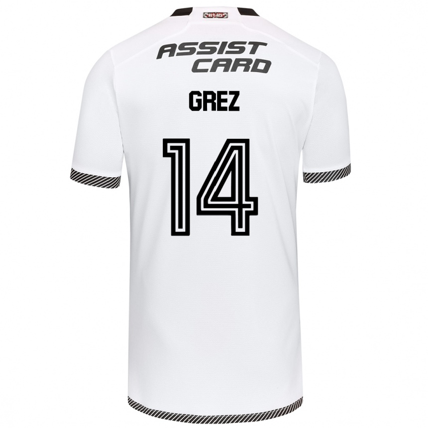 Hombre Fútbol Camiseta Javiera Grez #14 Blanco Negro 1ª Equipación 2024/25 Perú