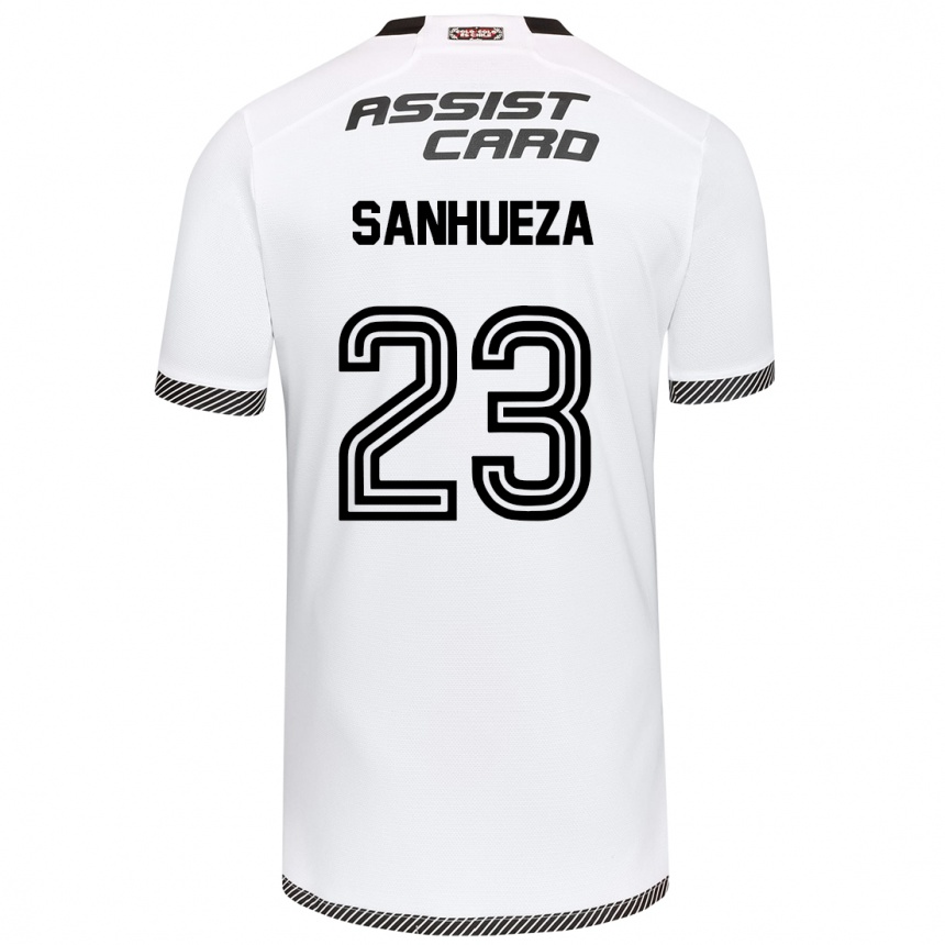 Hombre Fútbol Camiseta Nicol Sanhueza #23 Blanco Negro 1ª Equipación 2024/25 Perú