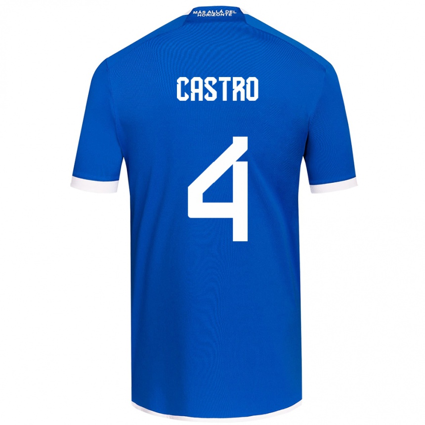 Hombre Fútbol Camiseta José Ignacio Castro #4 Azul Blanco 1ª Equipación 2024/25 Perú