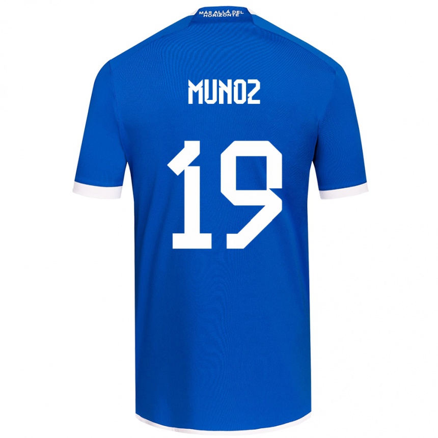 Hombre Fútbol Camiseta Cristóbal Muñoz #19 Azul Blanco 1ª Equipación 2024/25 Perú