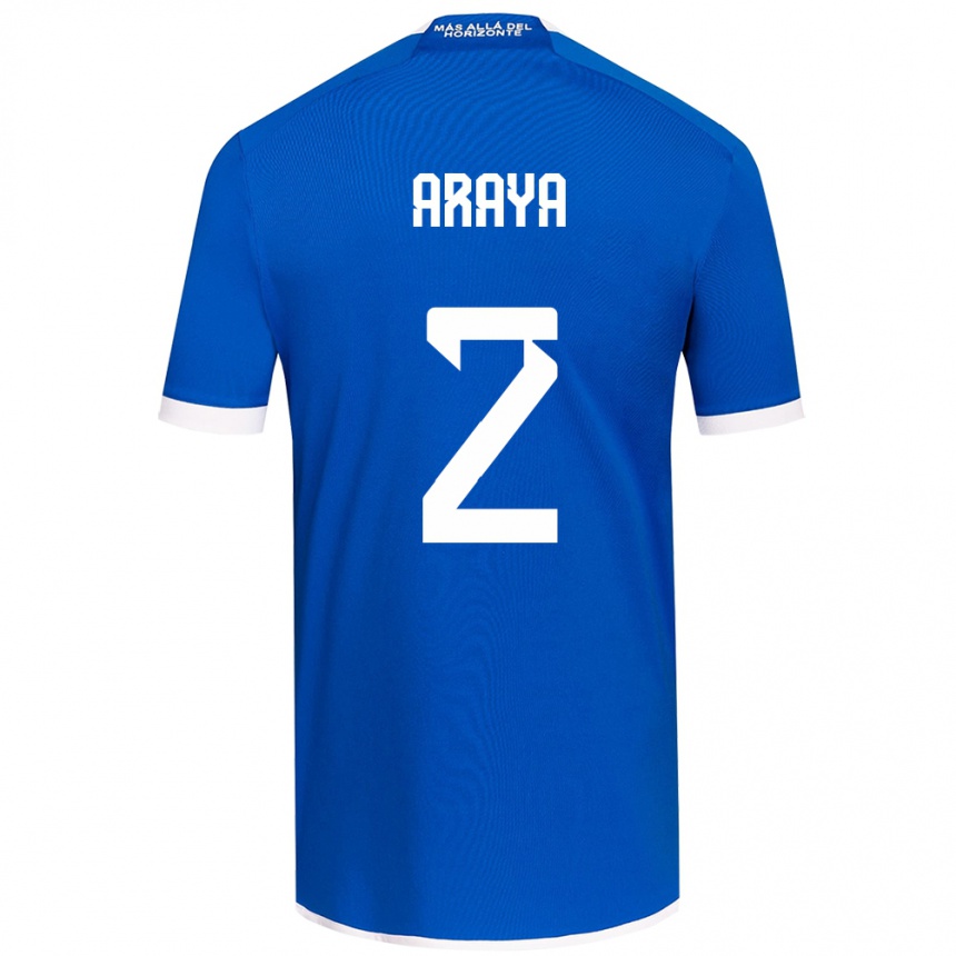 Hombre Fútbol Camiseta Fernanda Araya #2 Azul Blanco 1ª Equipación 2024/25 Perú