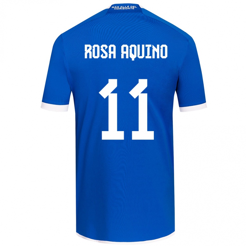 Hombre Fútbol Camiseta Rosa Aquino #11 Azul Blanco 1ª Equipación 2024/25 Perú