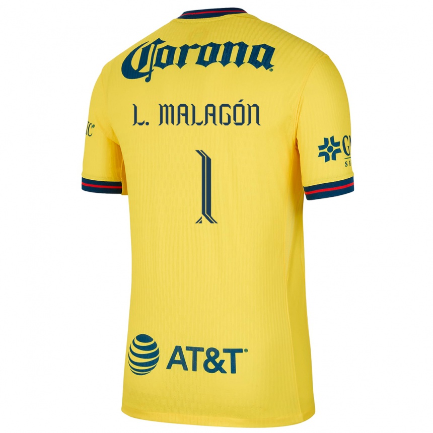 Hombre Fútbol Camiseta Luis Malagón #1 Amarillo Azul 1ª Equipación 2024/25 Perú