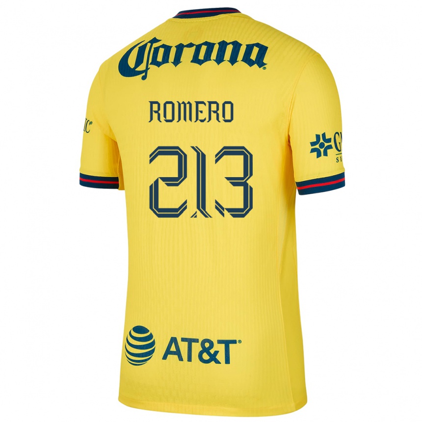 Hombre Fútbol Camiseta Axel Romero #213 Amarillo Azul 1ª Equipación 2024/25 Perú