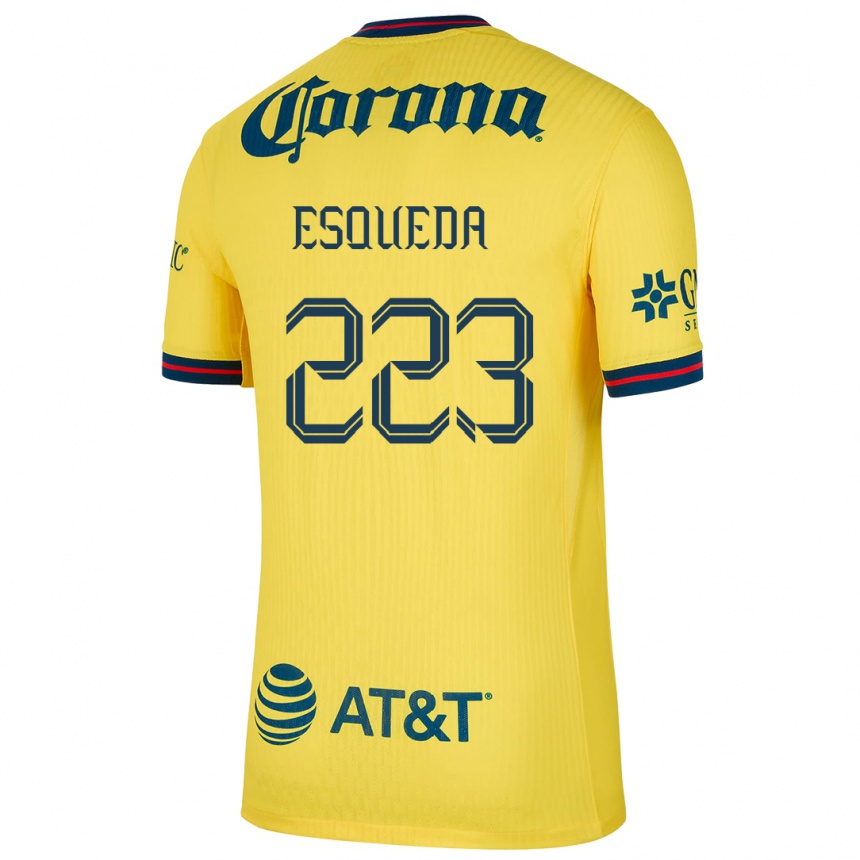 Hombre Fútbol Camiseta Diego Esqueda #223 Amarillo Azul 1ª Equipación 2024/25 Perú