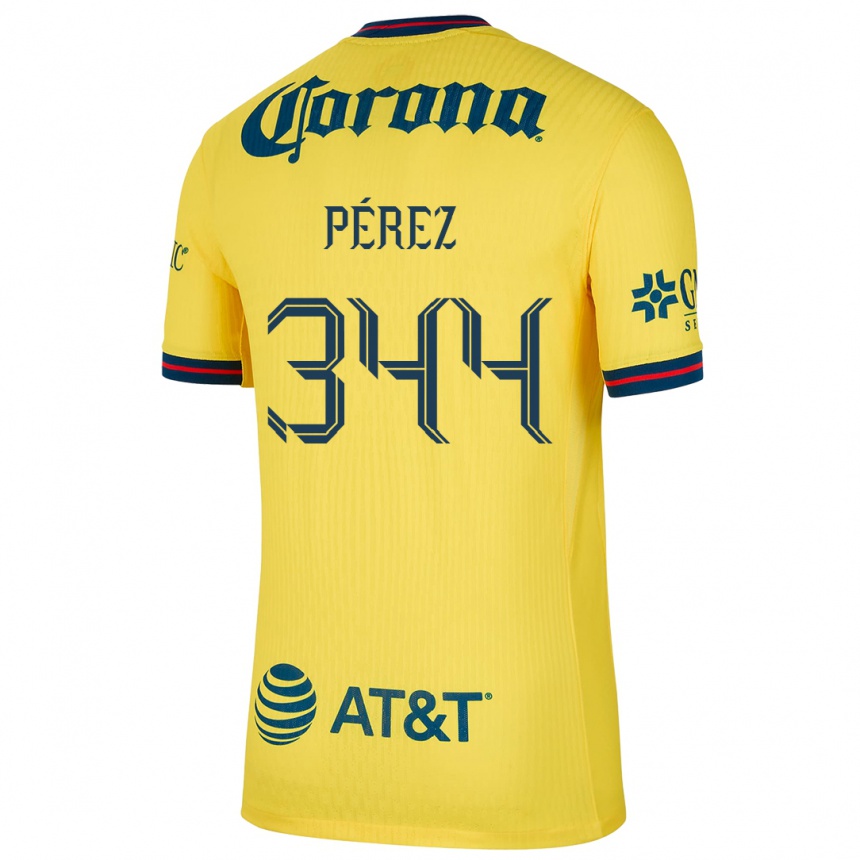 Hombre Fútbol Camiseta Froylan Pérez #344 Amarillo Azul 1ª Equipación 2024/25 Perú