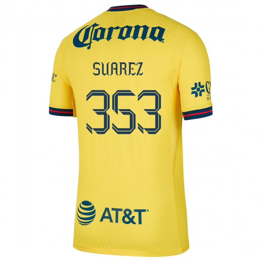 Hombre Fútbol Camiseta Irwin Suarez #353 Amarillo Azul 1ª Equipación 2024/25 Perú