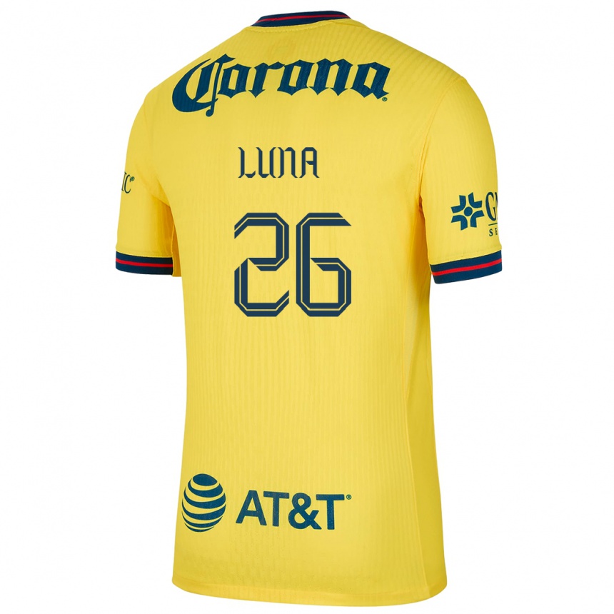 Hombre Fútbol Camiseta Karen Luna #26 Amarillo Azul 1ª Equipación 2024/25 Perú