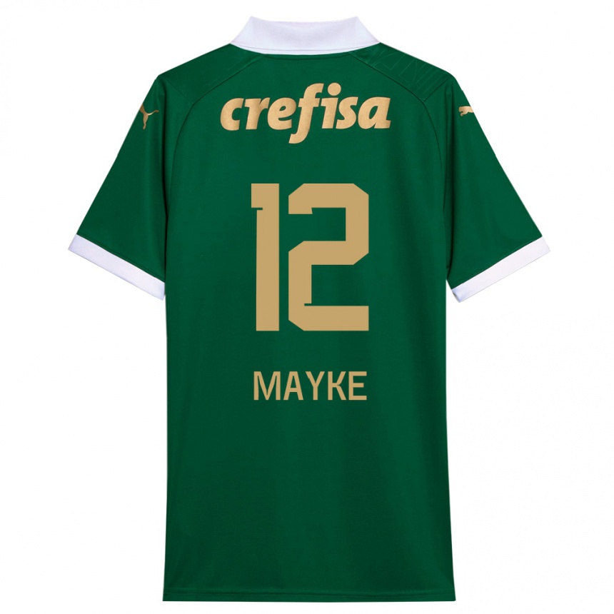 Hombre Fútbol Camiseta Mayke #12 Verde Blanco 1ª Equipación 2024/25 Perú