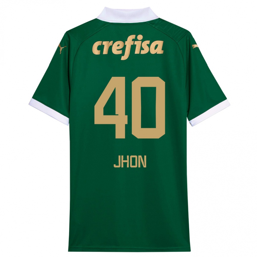 Hombre Fútbol Camiseta Jhon Jhon #40 Verde Blanco 1ª Equipación 2024/25 Perú