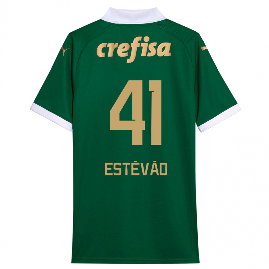 Hombre Fútbol Camiseta Estêvão #41 Verde Blanco 1ª Equipación 2024/25 Perú