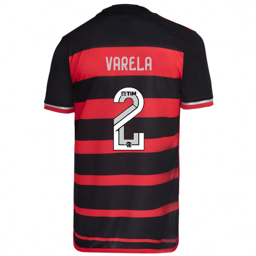 Hombre Fútbol Camiseta Guillermo Varela #2 Negro Rojo 1ª Equipación 2024/25 Perú