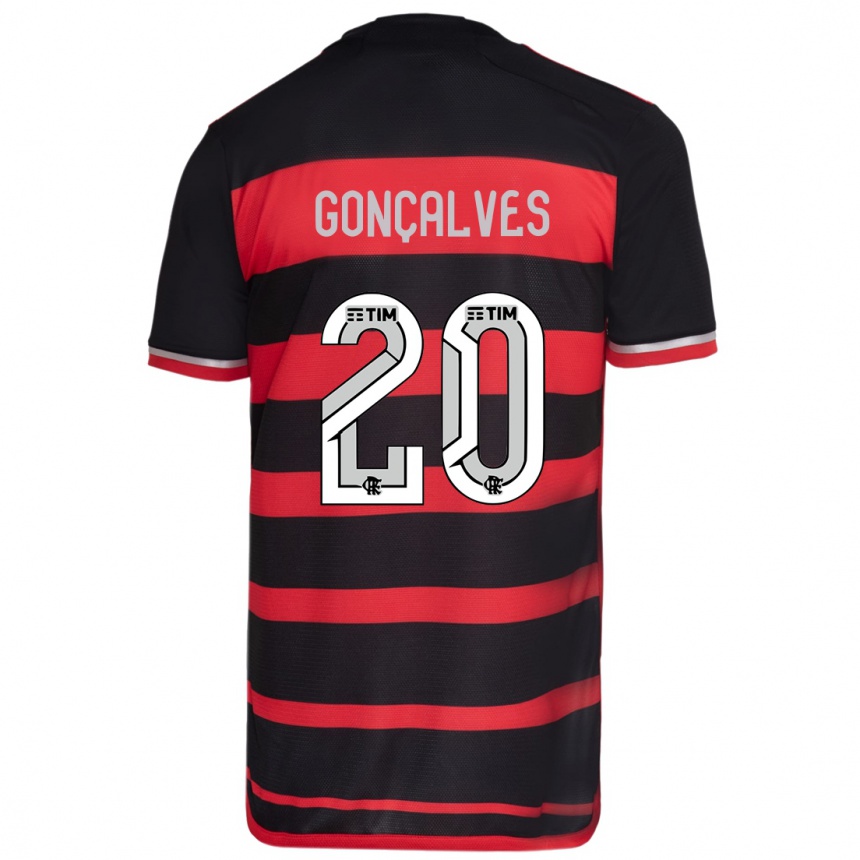 Hombre Fútbol Camiseta Matheus Gonçalves #20 Negro Rojo 1ª Equipación 2024/25 Perú