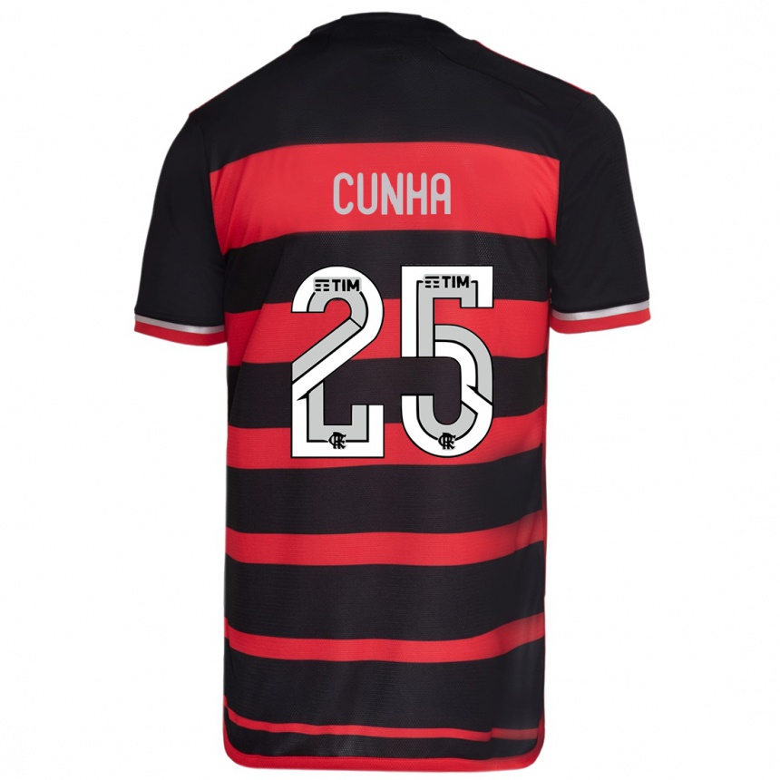 Hombre Fútbol Camiseta Matheus Cunha #25 Negro Rojo 1ª Equipación 2024/25 Perú