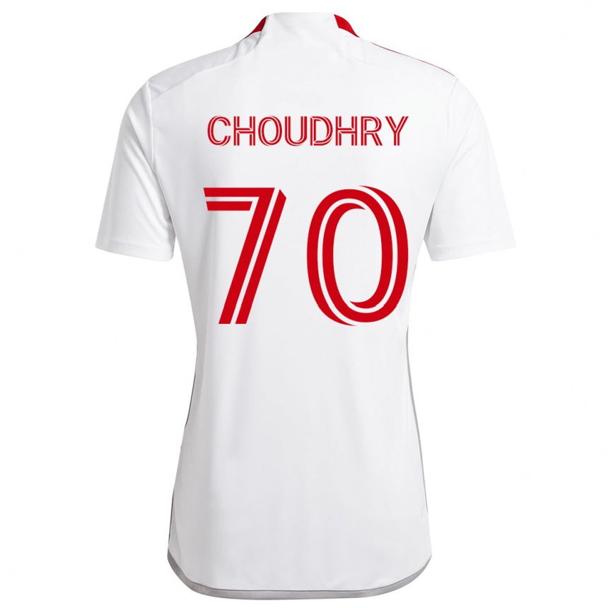 Hombre Fútbol Camiseta Benjamin Choudhry #70 Blanco Rojo 2ª Equipación 2024/25 Perú