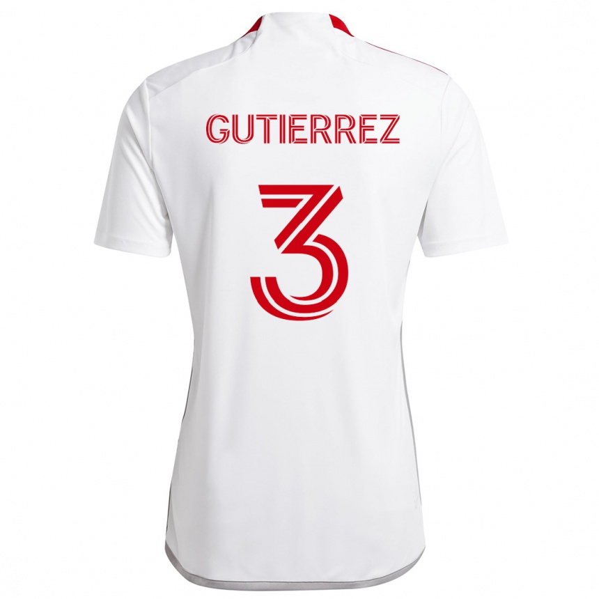 Hombre Fútbol Camiseta Cristián Gutiérrez #3 Blanco Rojo 2ª Equipación 2024/25 Perú