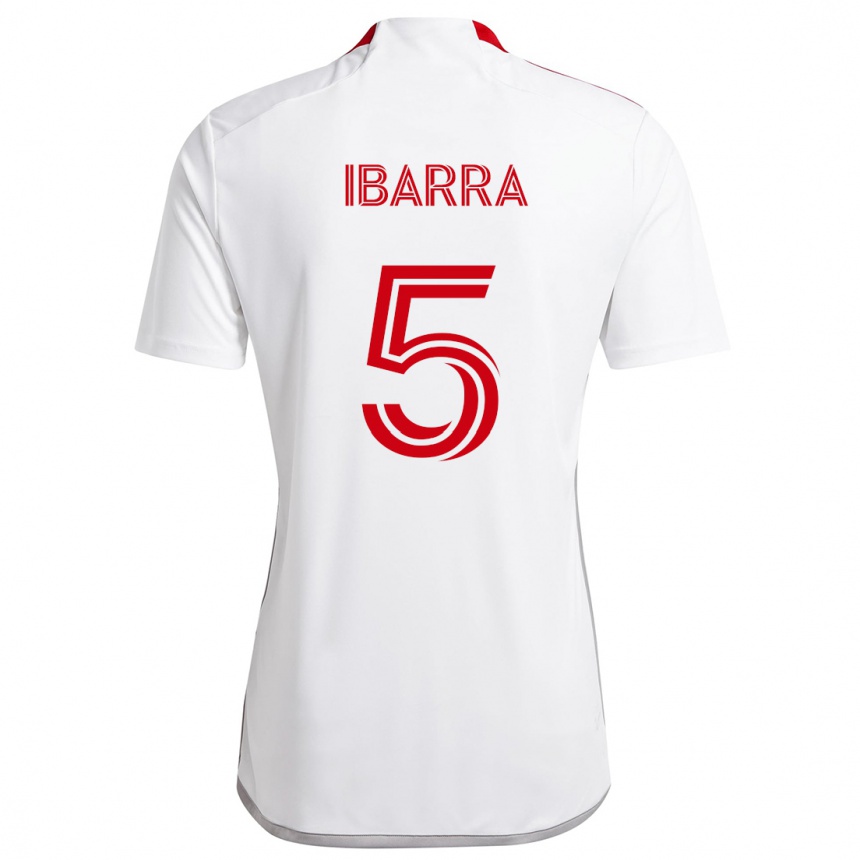 Hombre Fútbol Camiseta Franco Ibarra #5 Blanco Rojo 2ª Equipación 2024/25 Perú