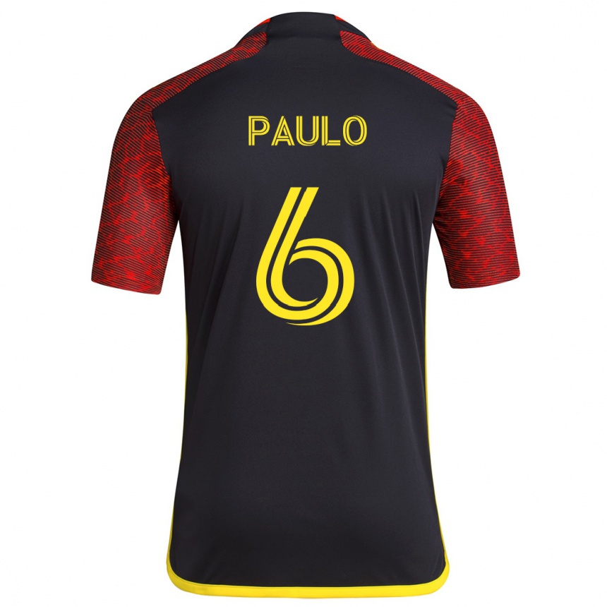 Hombre Fútbol Camiseta João Paulo #6 Negro Rojo 2ª Equipación 2024/25 Perú