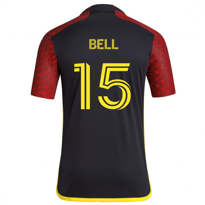 Hombre Fútbol Camiseta Jon Bell #15 Negro Rojo 2ª Equipación 2024/25 Perú