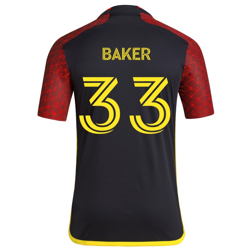 Hombre Fútbol Camiseta Cody Baker #33 Negro Rojo 2ª Equipación 2024/25 Perú