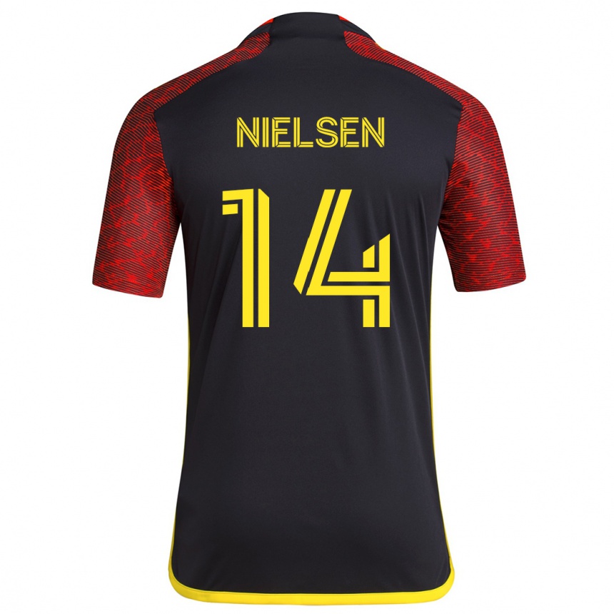 Hombre Fútbol Camiseta Taylor Nielsen #14 Negro Rojo 2ª Equipación 2024/25 Perú