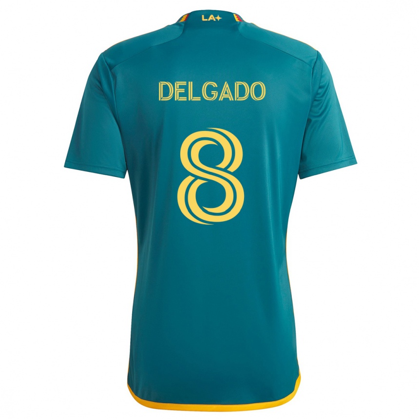 Hombre Fútbol Camiseta Mark Delgado #8 Verde Amarillo 2ª Equipación 2024/25 Perú