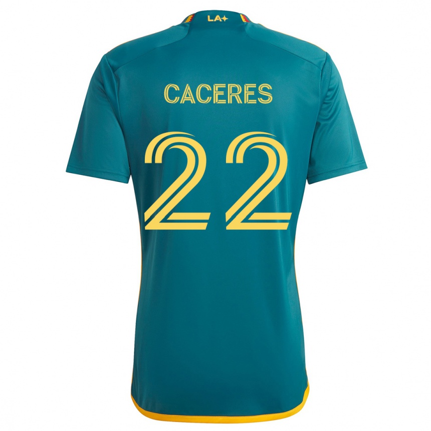 Hombre Fútbol Camiseta Martín Cáceres #22 Verde Amarillo 2ª Equipación 2024/25 Perú