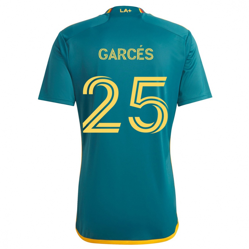 Hombre Fútbol Camiseta Carlos Garcés #25 Verde Amarillo 2ª Equipación 2024/25 Perú