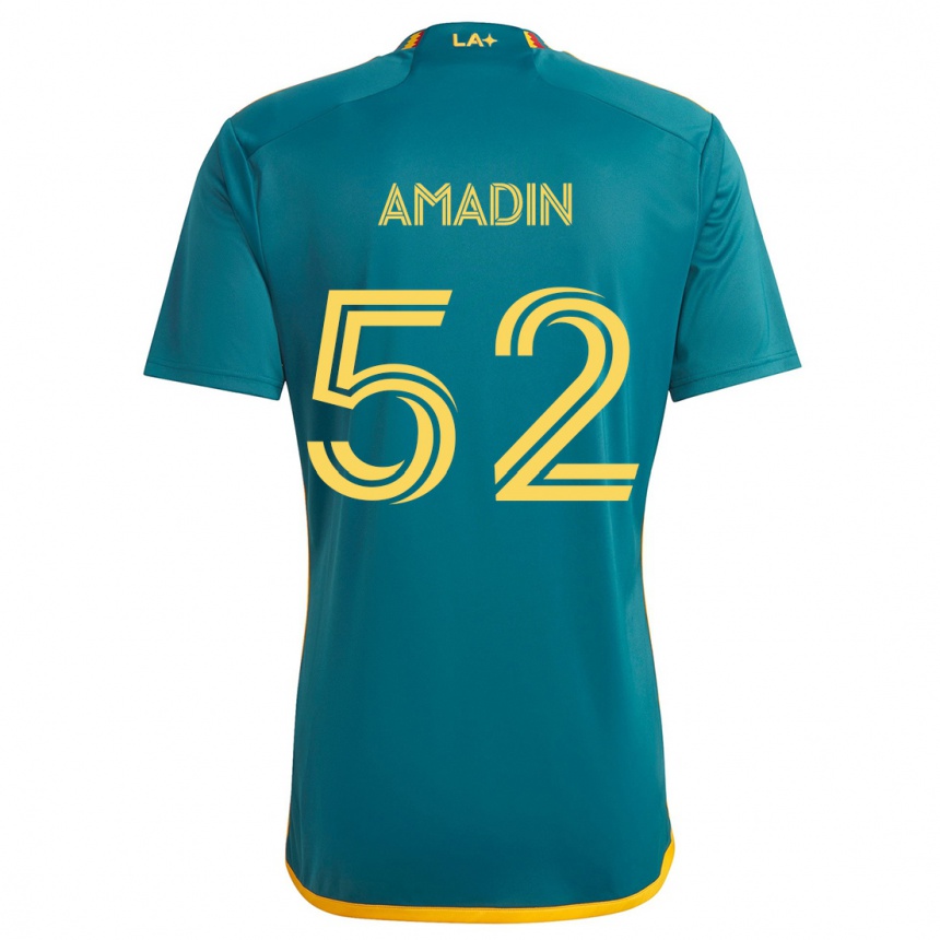 Hombre Fútbol Camiseta Elijah Amadin #52 Verde Amarillo 2ª Equipación 2024/25 Perú