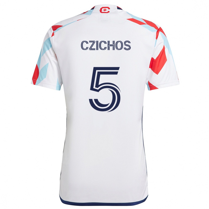 Hombre Fútbol Camiseta Rafael Czichos #5 Blanco Rojo Azul 2ª Equipación 2024/25 Perú