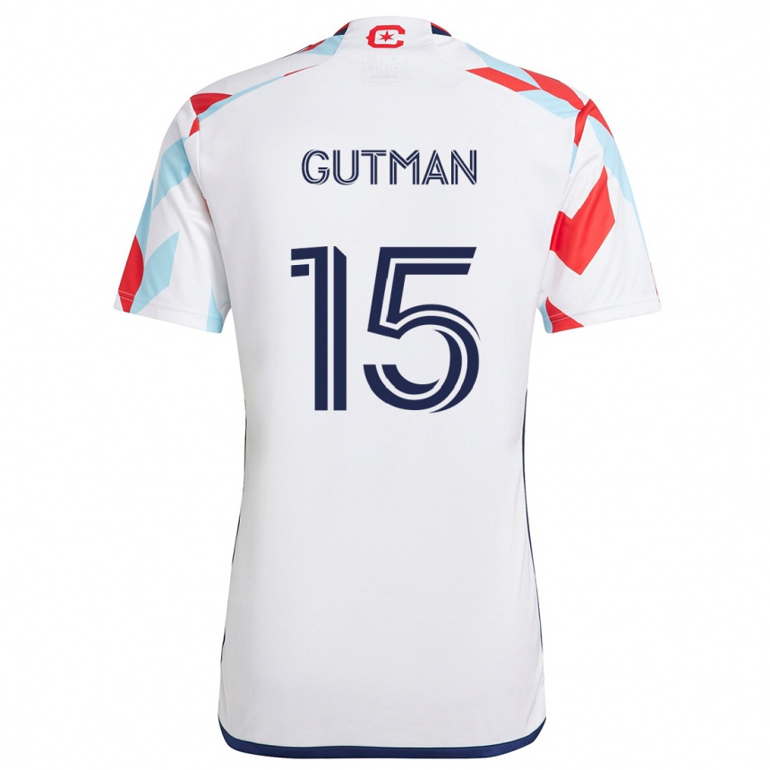 Hombre Fútbol Camiseta Andrew Gutman #15 Blanco Rojo Azul 2ª Equipación 2024/25 Perú