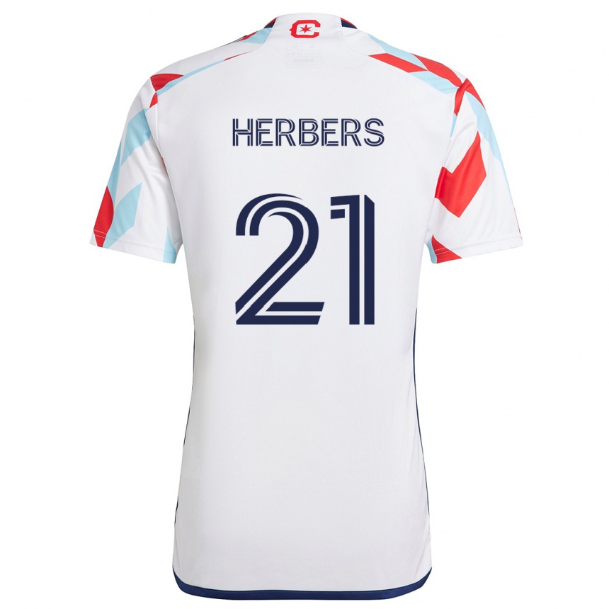 Hombre Fútbol Camiseta Fabian Herbers #21 Blanco Rojo Azul 2ª Equipación 2024/25 Perú